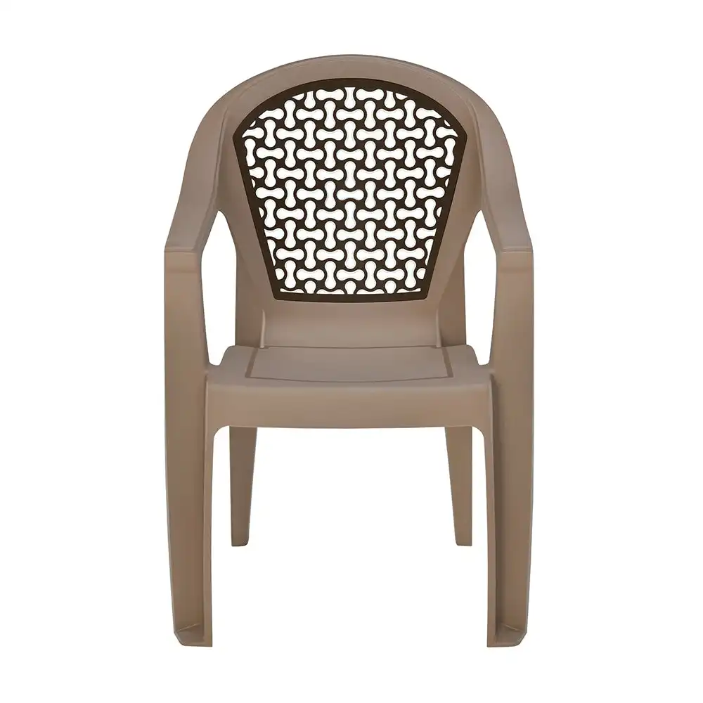 Nilkamal Paradise Plastic Arm Chair (Ratian Dark Beige, Season Rust Brown & Ivory) - Image 8