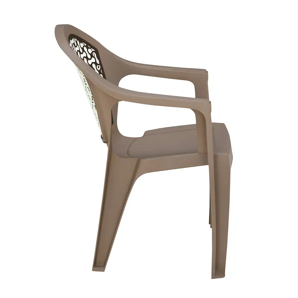 Nilkamal Paradise Plastic Arm Chair (Ratian Dark Beige, Season Rust Brown & Ivory) - Image 9