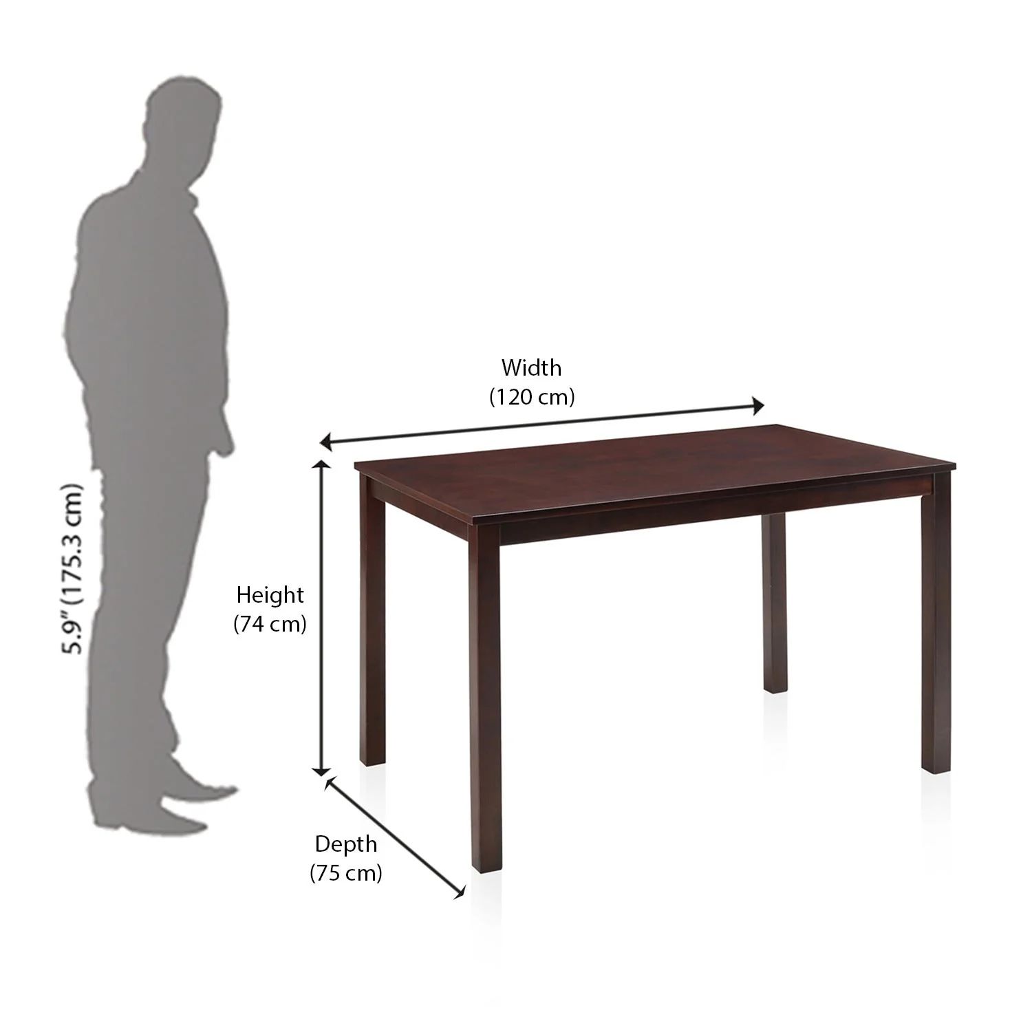 Nilkamal Peak Four Seater Dining Table (Cappuccino) - Image 7