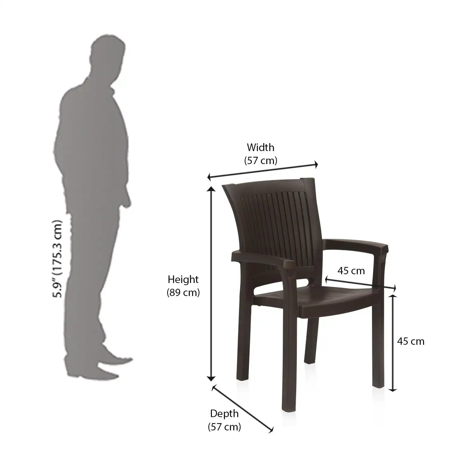 Nilkamal Platinum Plastic Arm Chair (Season Rust Brown) - Image 8