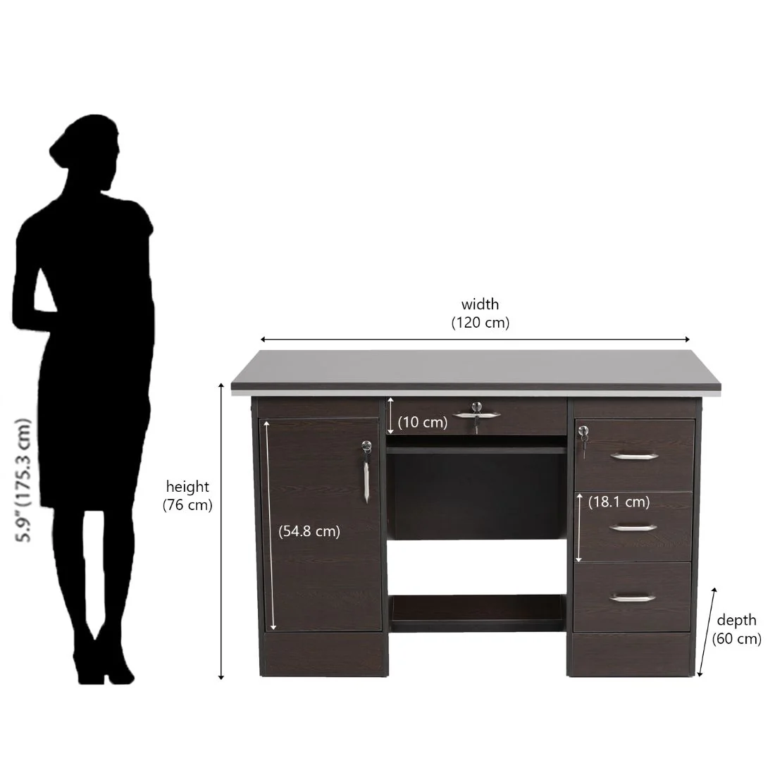 Nilkamal Recardo Office Table (New Wenge) - Image 10