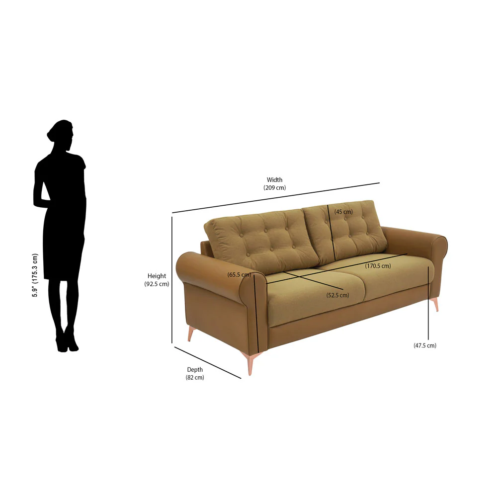 Nilkamal Rippon 3 Seater Sofa (Brown) - Image 11