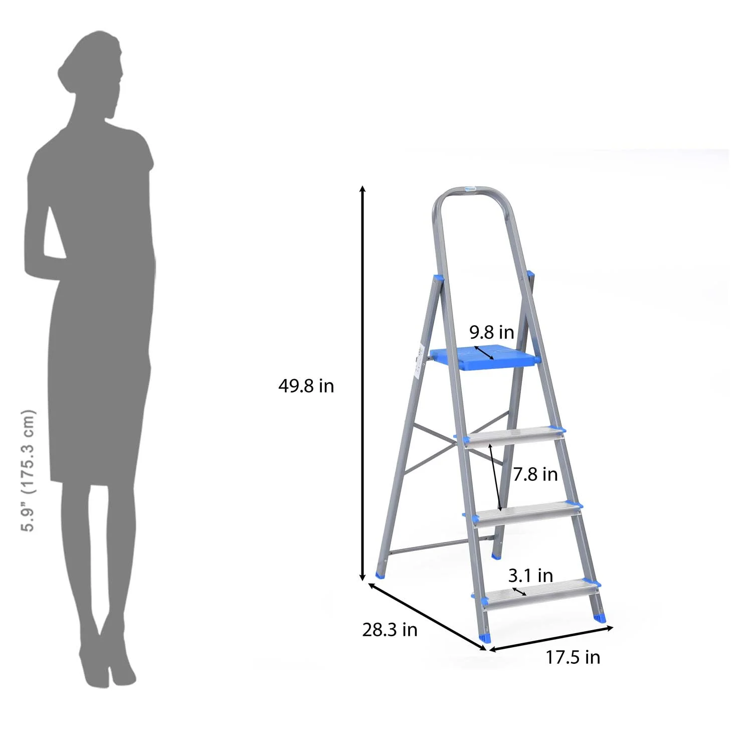 Nilkamal Rise 4 Step Steel Ladder (Grey) - Image 4