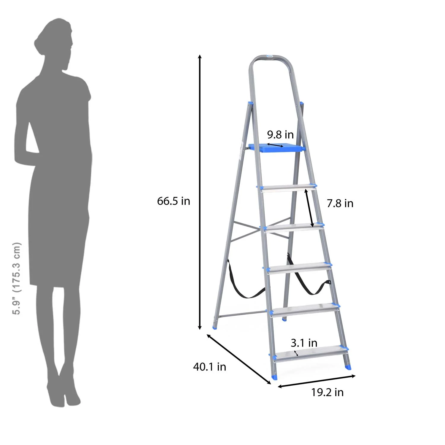 Nilkamal Rise 6 Step Steel Ladder (Grey) - Image 4