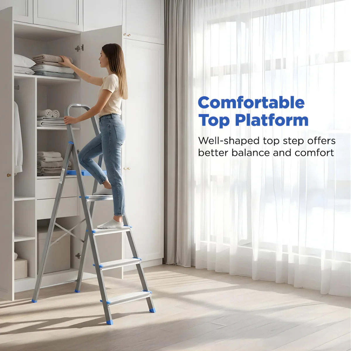 Nilkamal Rise 6 Step Steel Ladder (Grey) - Image 6