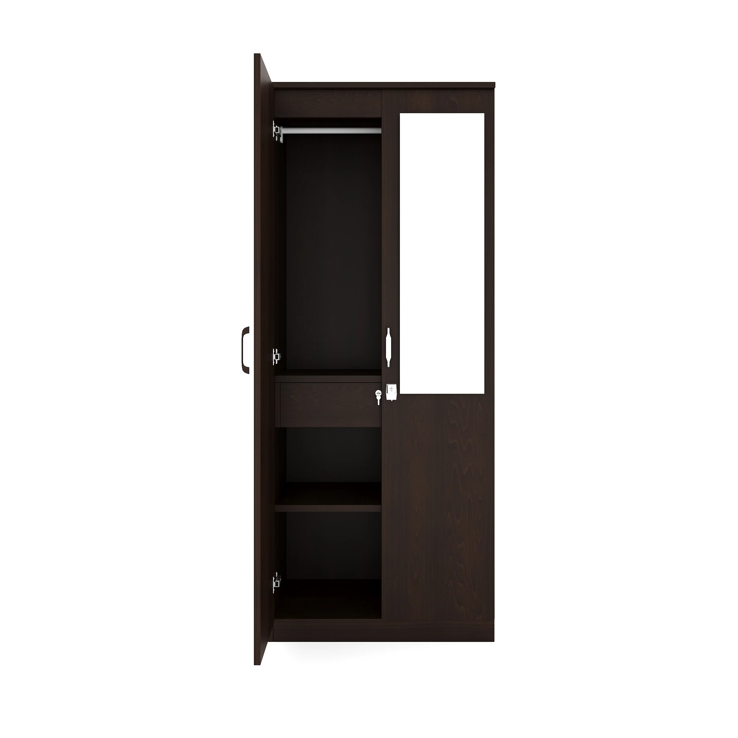 Nilkamal Riva 2 Door Wardrobe with Mirror (New Wenge) - Image 4
