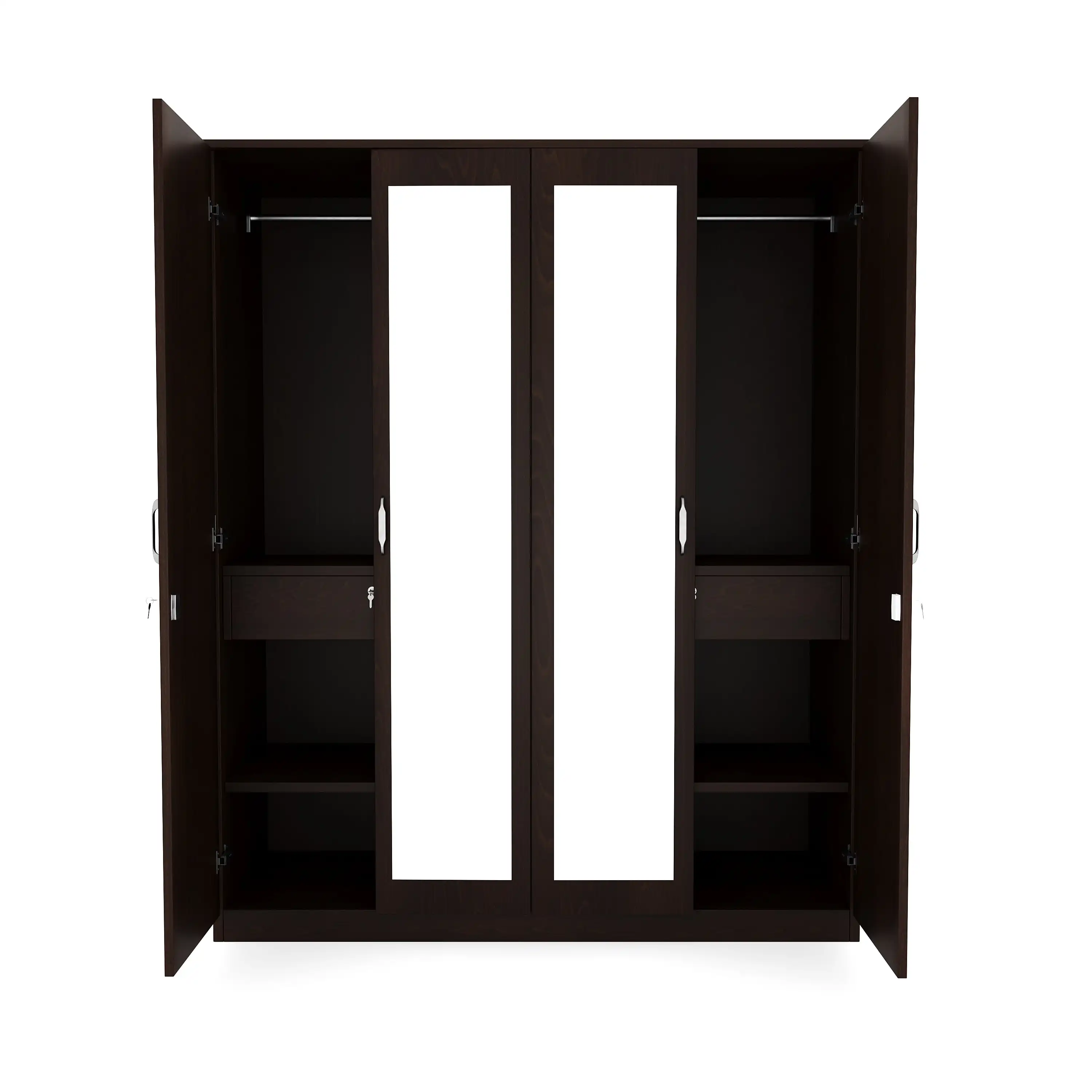 Nilkamal Riva 4 Door Wardrobe with Mirror (New Wenge) - Image 3