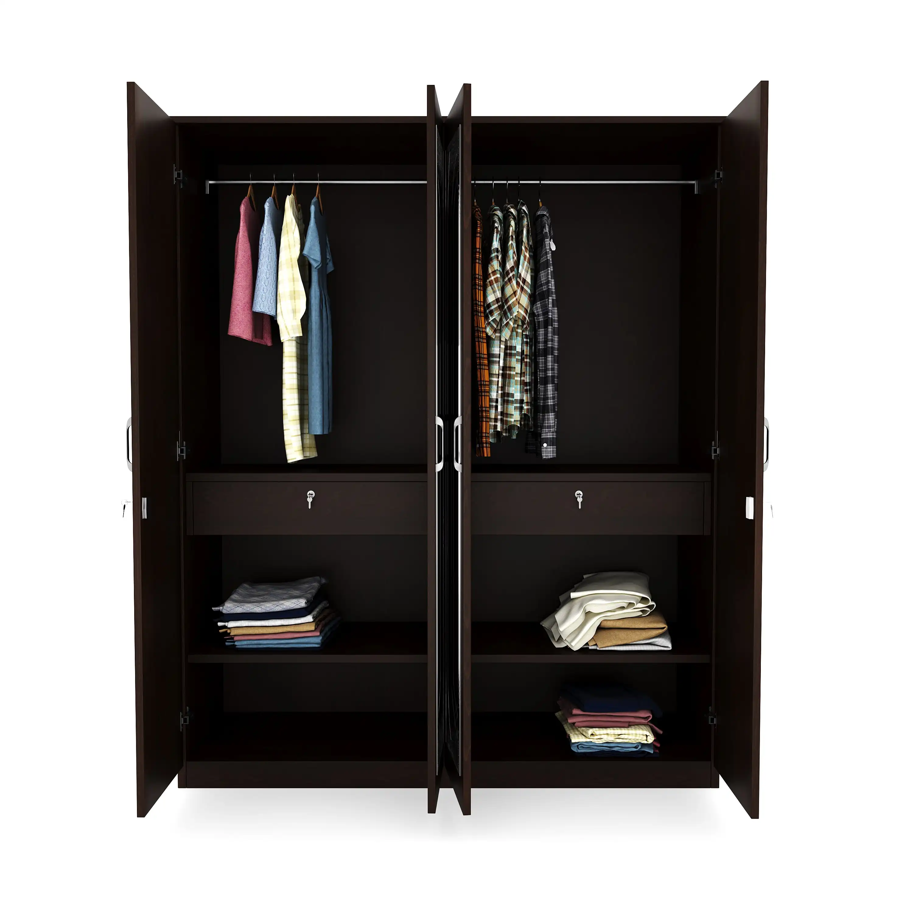Nilkamal Riva 4 Door Wardrobe with Mirror (New Wenge) - Image 4