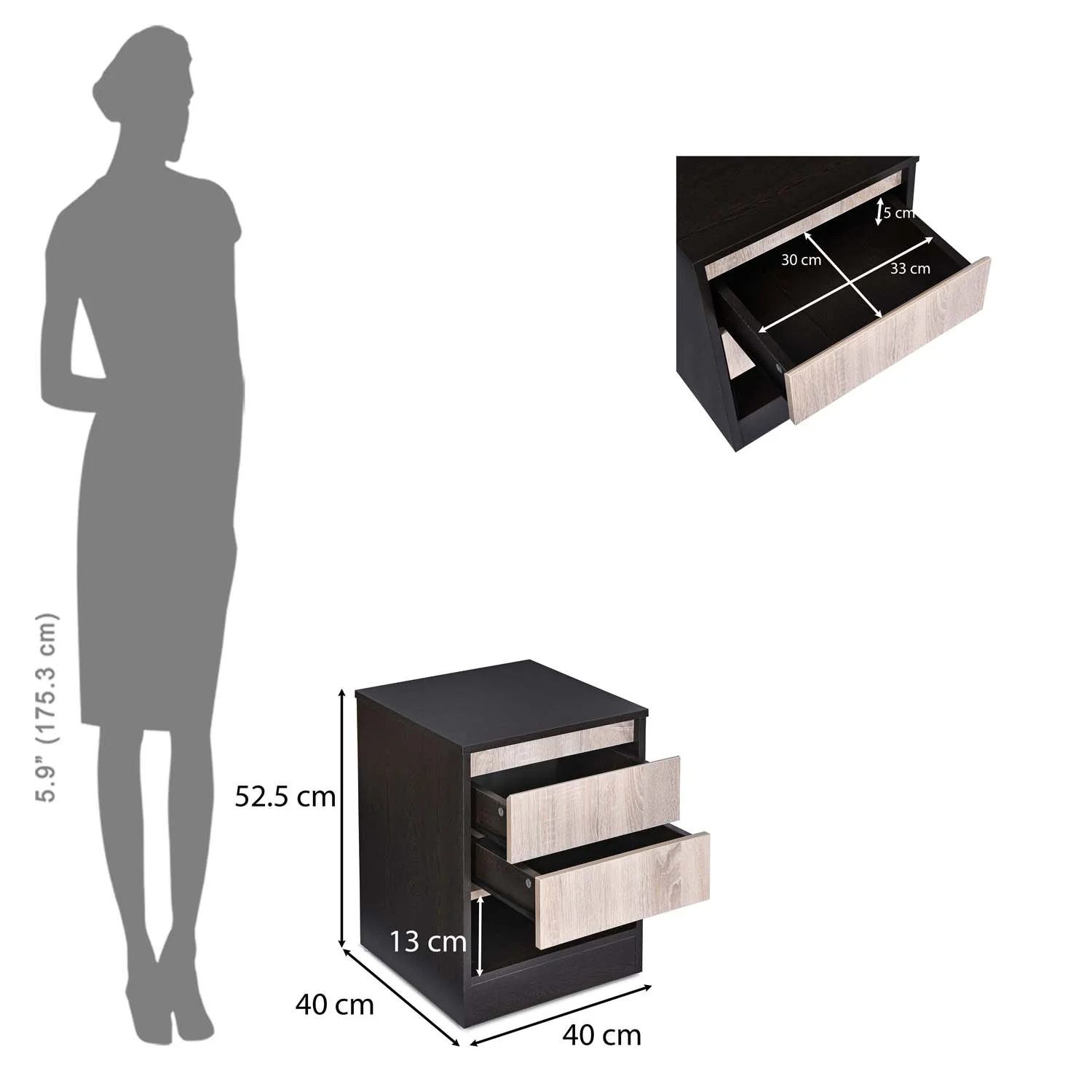 Nilkamal Riva Night Stand (Wenge & Sonoma Oak) - Image 11