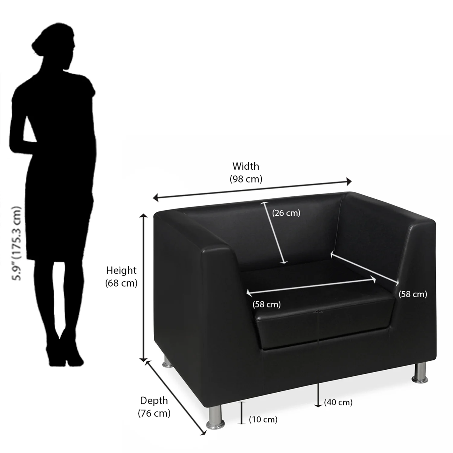 Nilkamal Russo 1 Seater Sofa (Cola Black) - Image 8