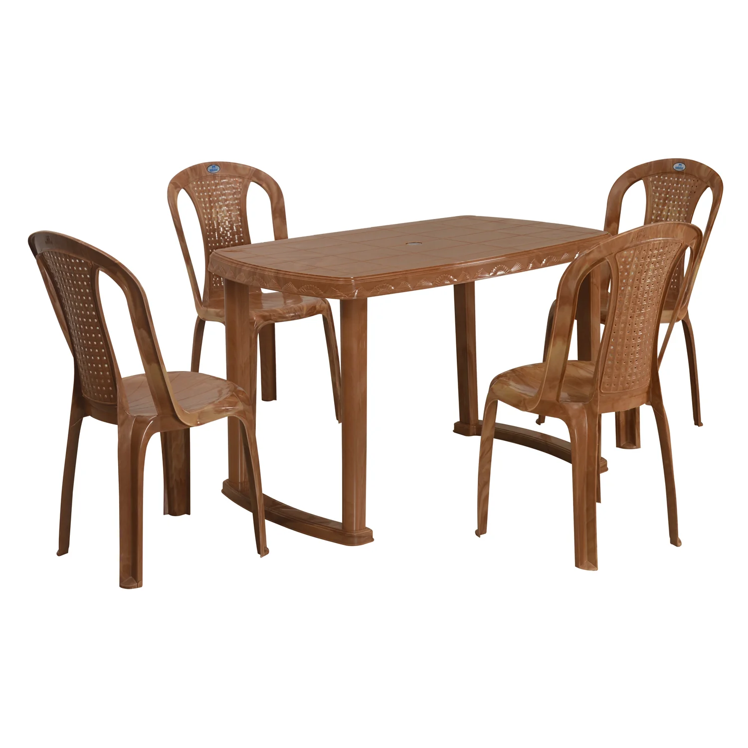 Nilkamal Shahenshah Plastic Rectangular 4 Seater Dining Table Set - Image 4