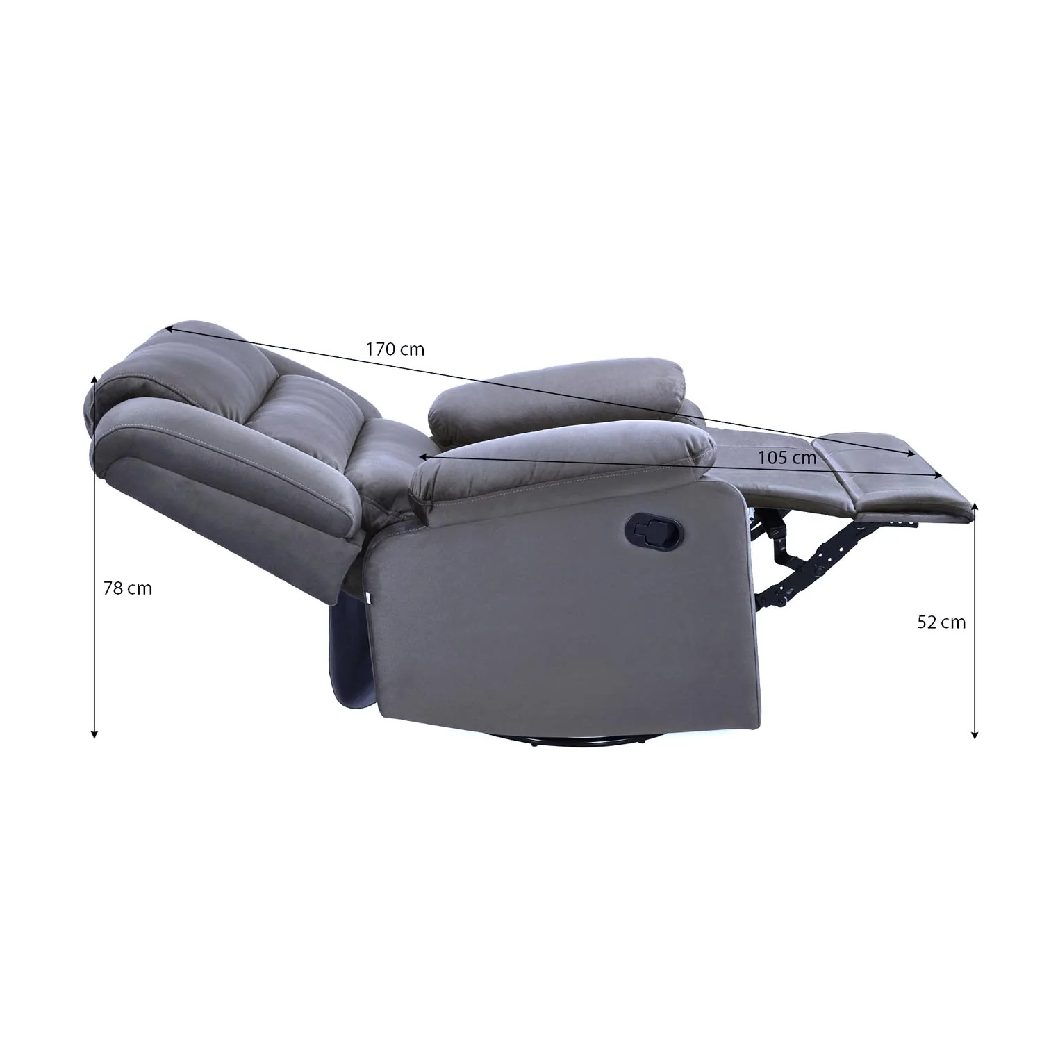 Nilkamal Sierra 1 Seater Rocker & Swivel Recliner Sofa (Brown) - Image 8