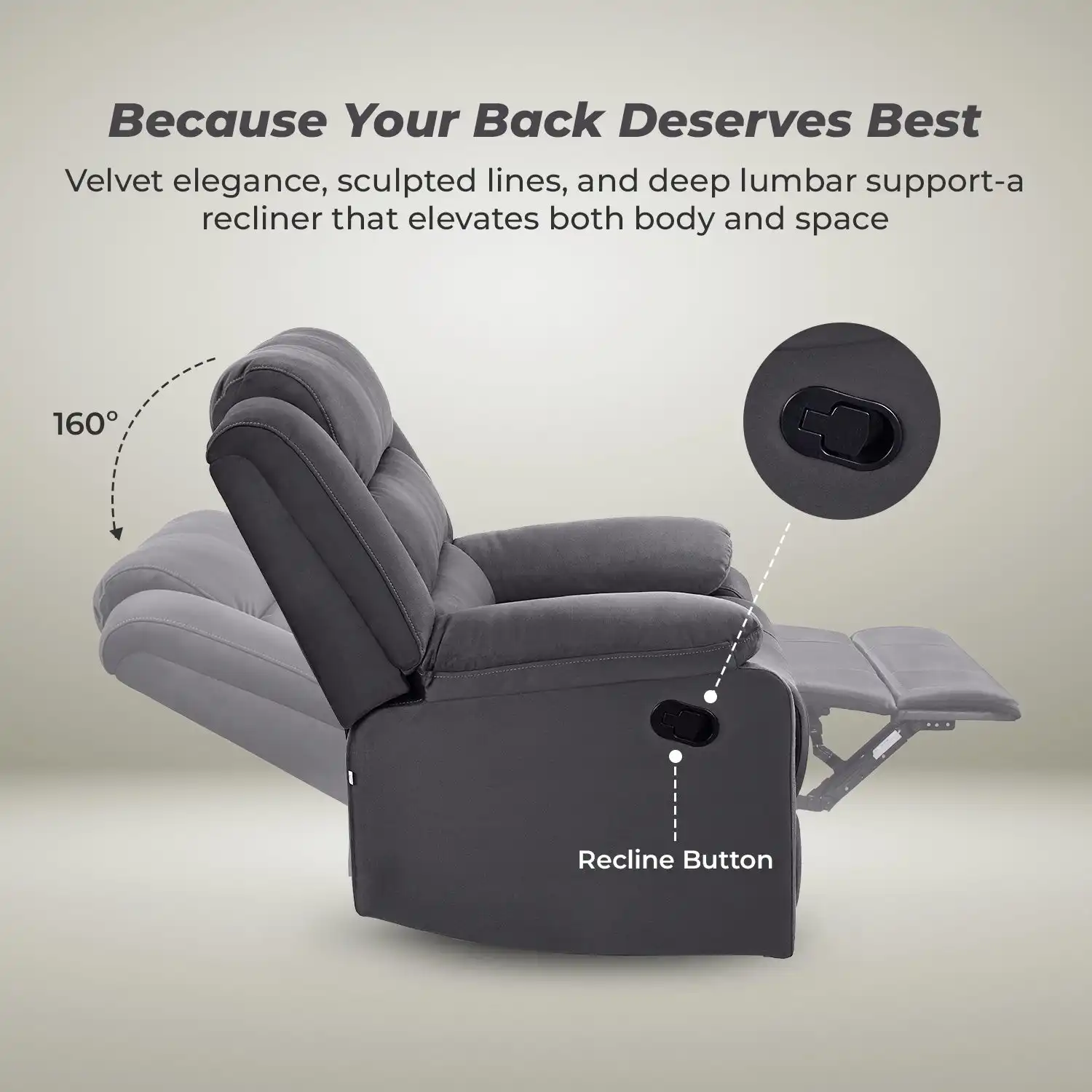 Nilkamal Sierra 1 Seater Manual Recliner Sofa (Brown) - Image 3