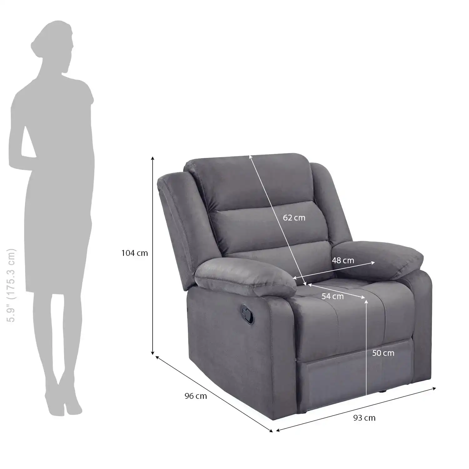 Nilkamal Sierra 1 Seater Manual Recliner Sofa (Brown) - Image 4