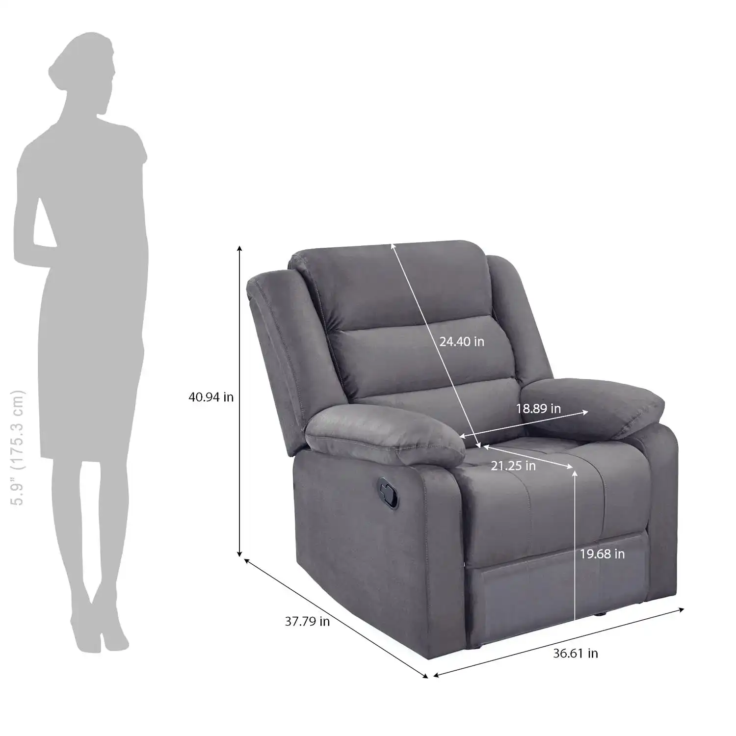 Nilkamal Sierra 1 Seater Manual Recliner Sofa (Brown) - Image 5