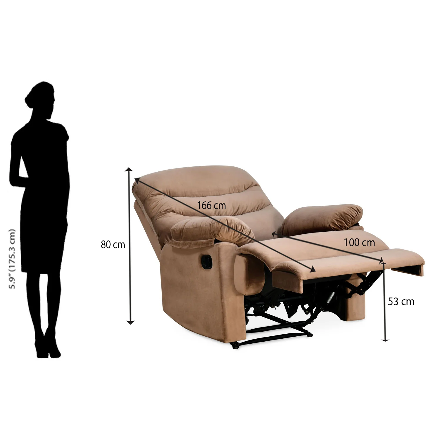Nilkamal Skelton 1 Seater Manual Recliner Sofa (Brown) - Image 13