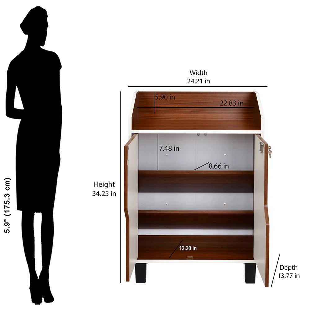 Nilkamal Slide Neo Shoe Cabinet (Walnut & White) - Image 6
