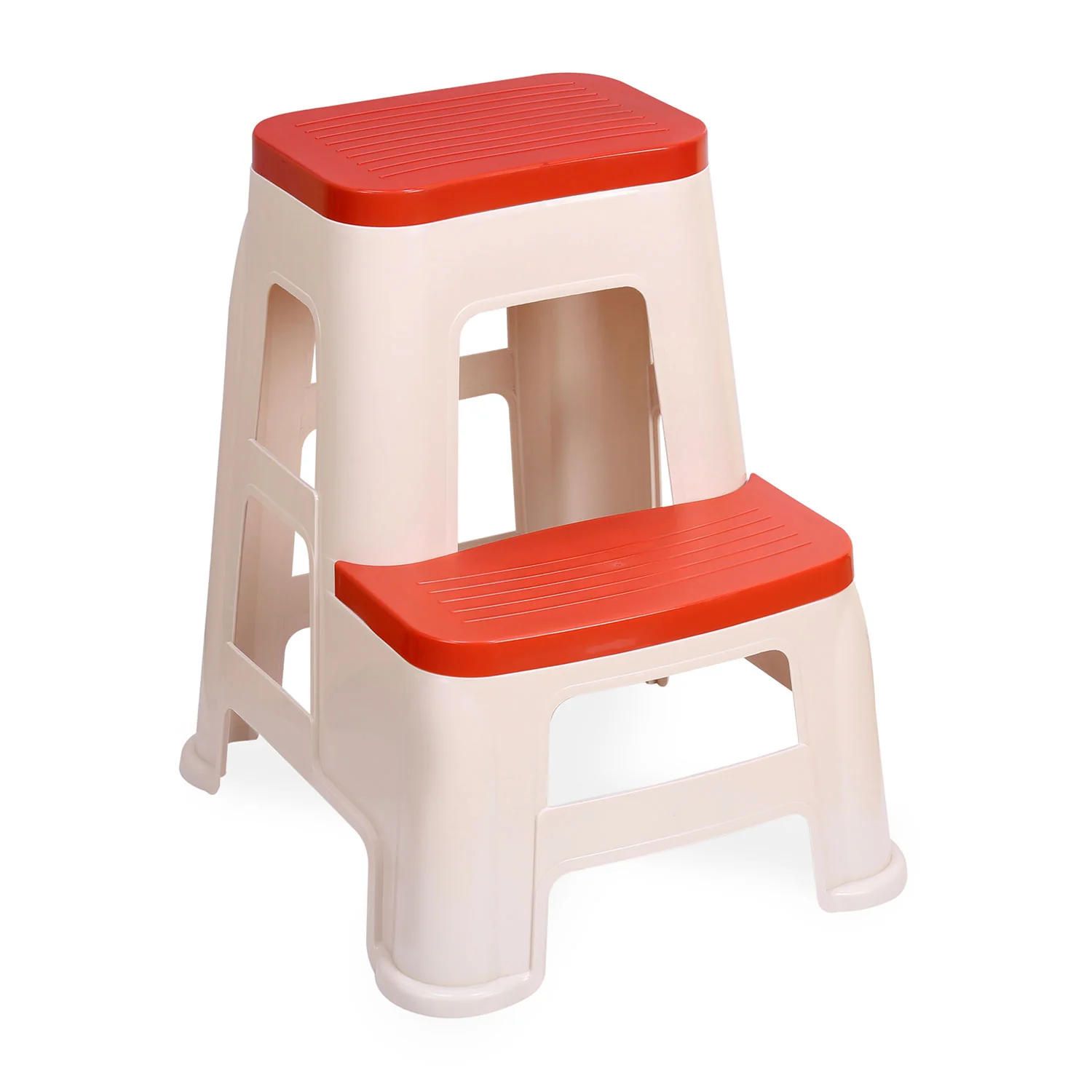 Nilkamal Step Stool 31 (Basket Beach /  Coral Red) - Image 2