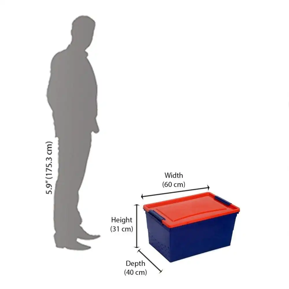 Nilkamal 50 Litre Multipurpose Storage Box with Lid (Blue and Red) - Image 7