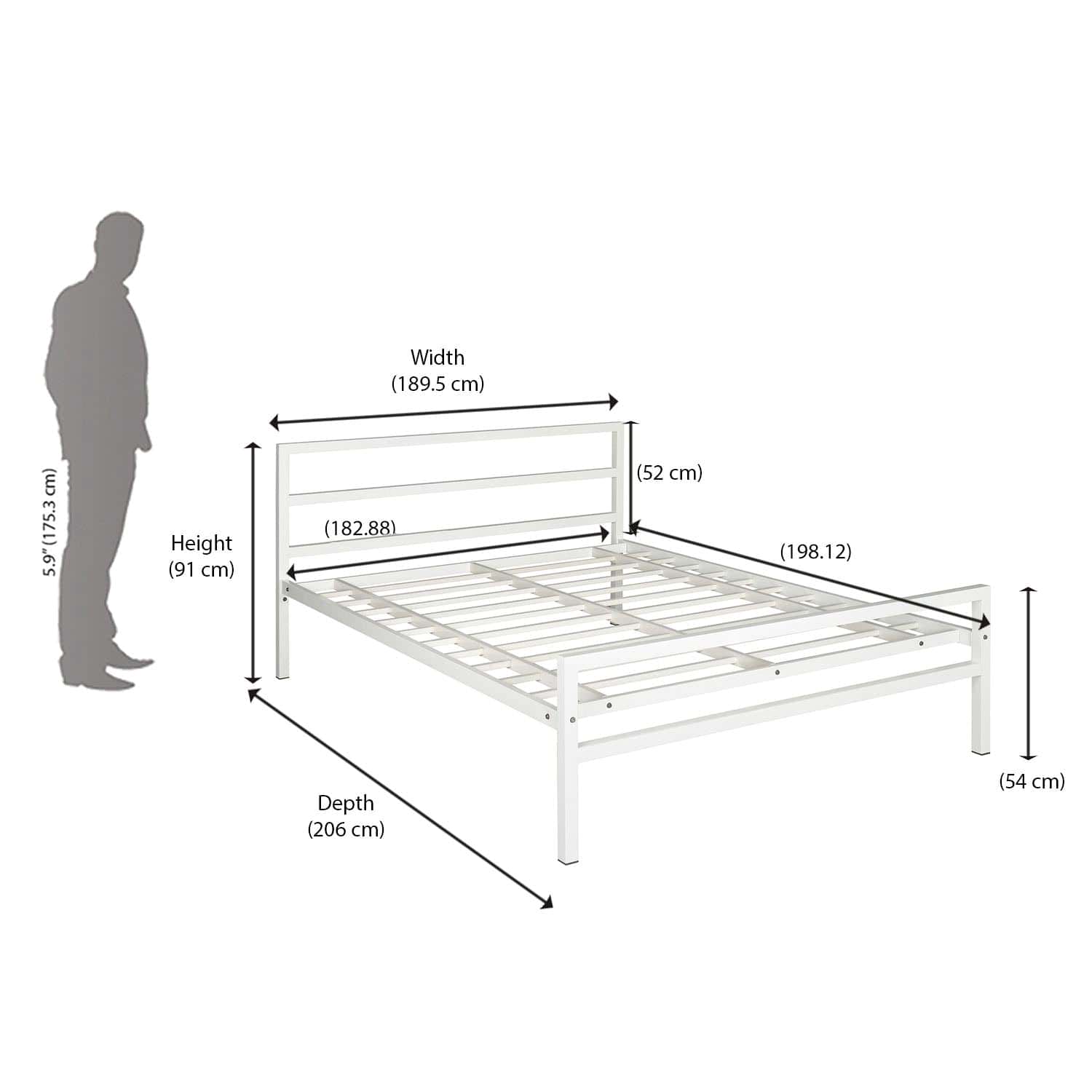 Nilkamal Striker Metal King Bed (White) - Image 3