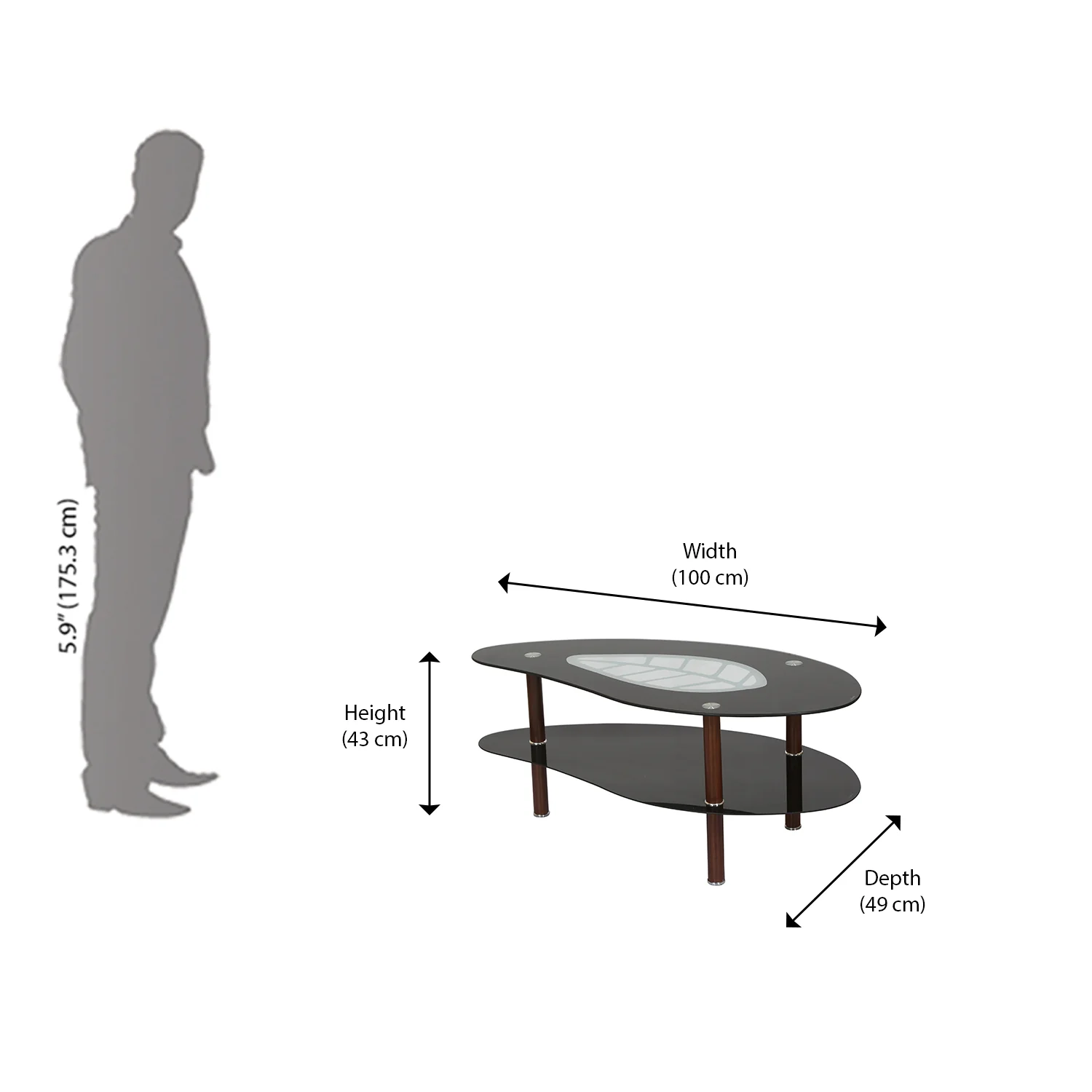 Nilkamal Stuart Center Table (Black / Walnut) - Image 4