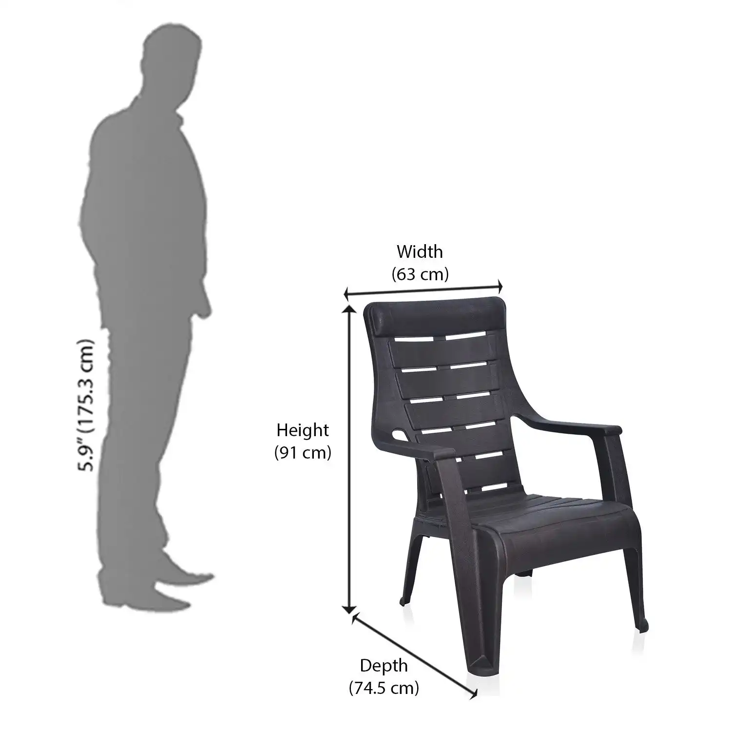 Nilkamal Sunday Plastic Arm Chair (Weather Brown) - Image 10