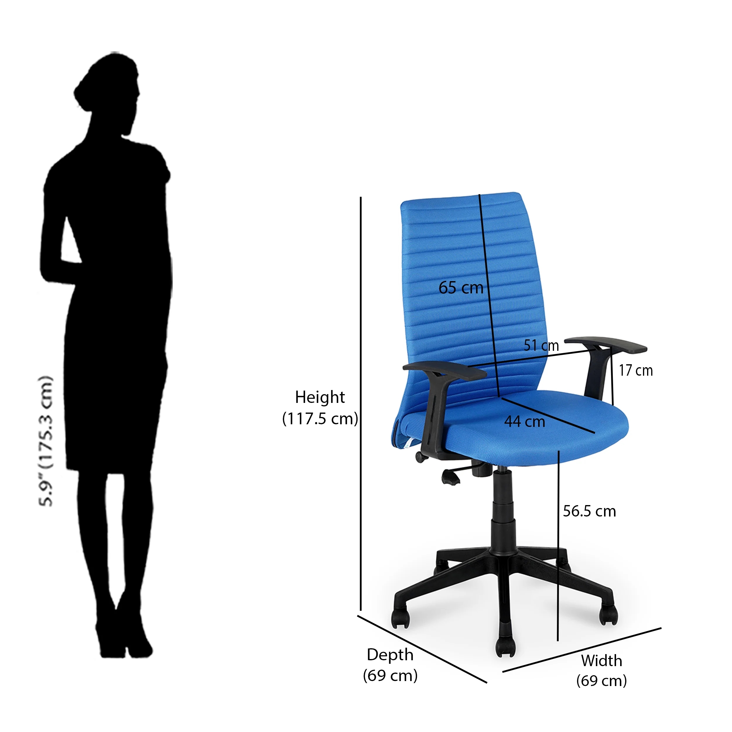 Nilkamal Thames Neo High Back Fabric Chair - Image 19