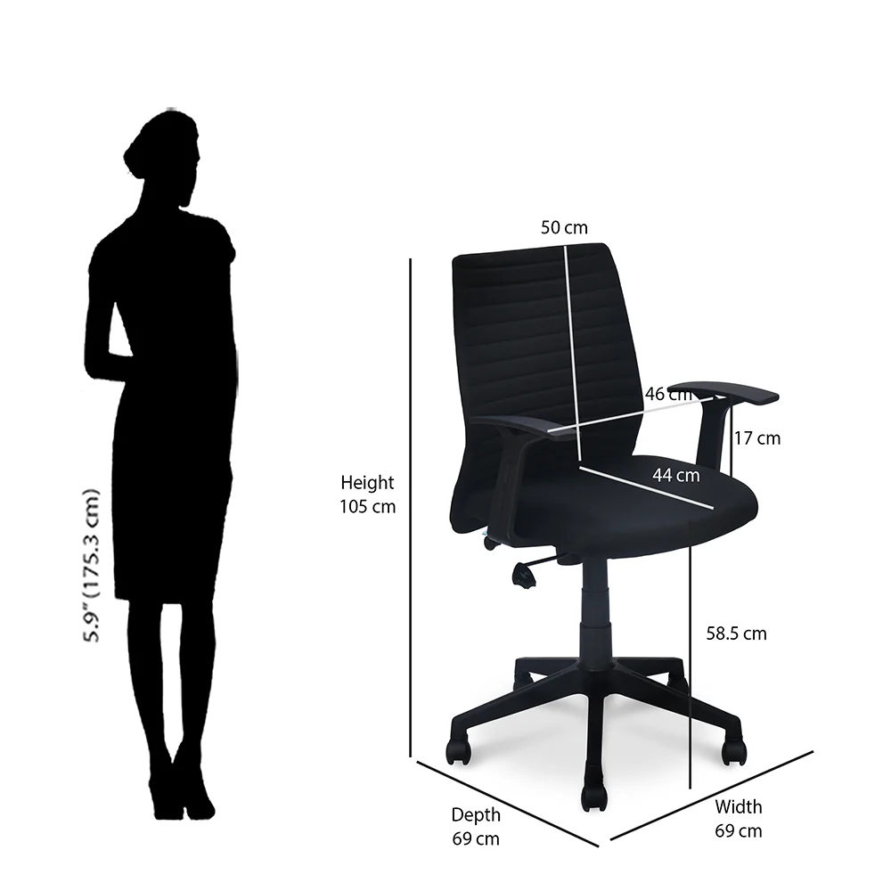 Nilkamal Thames Neo Mid Back Fabric Chair - Image 7