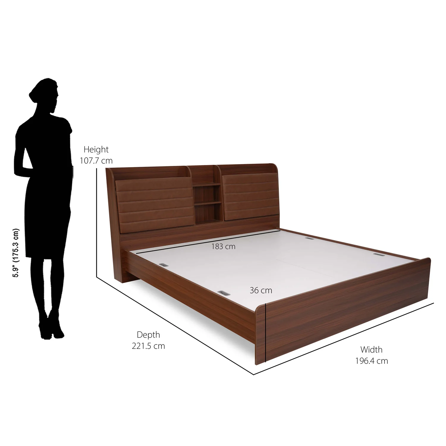 Nilkamal Tokyo Calipso King Bed Without Storage (Classic Plank Walnut) - Image 9