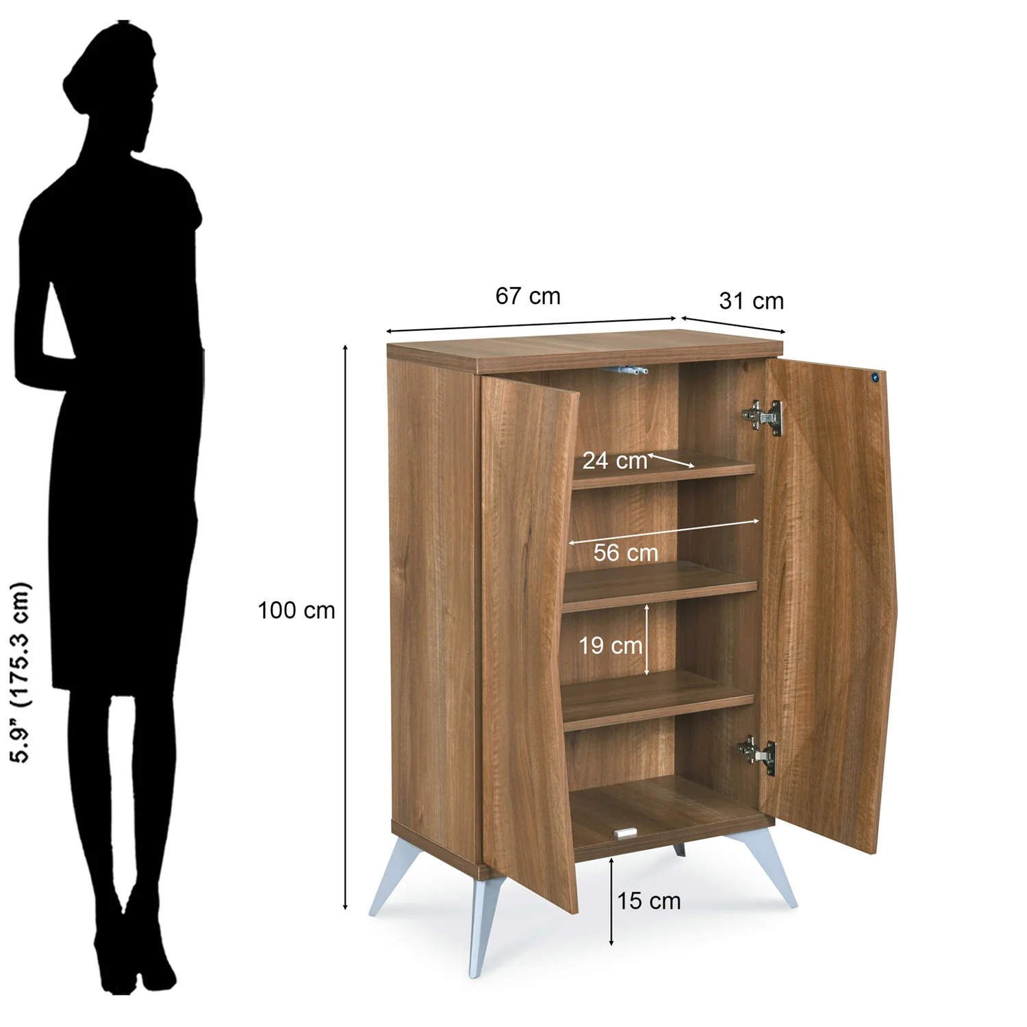 Nilkamal Trixie Shoe Cabinet (Oak) - Image 10