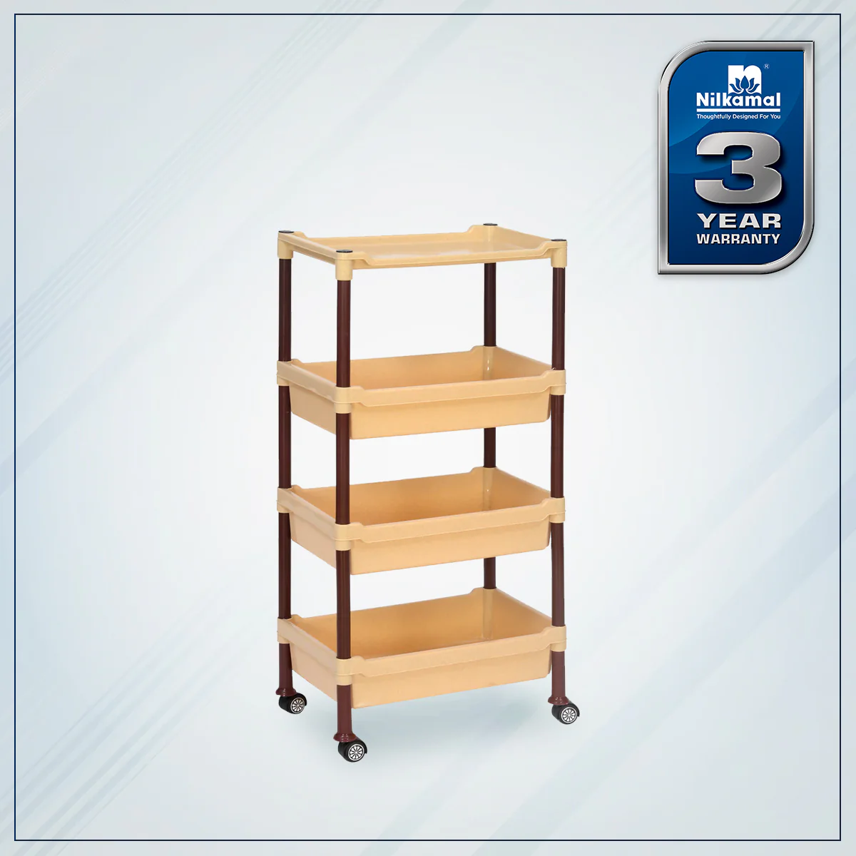 Nilkamal Trolley 23 (Maroon and Marble Beige) - Image 2