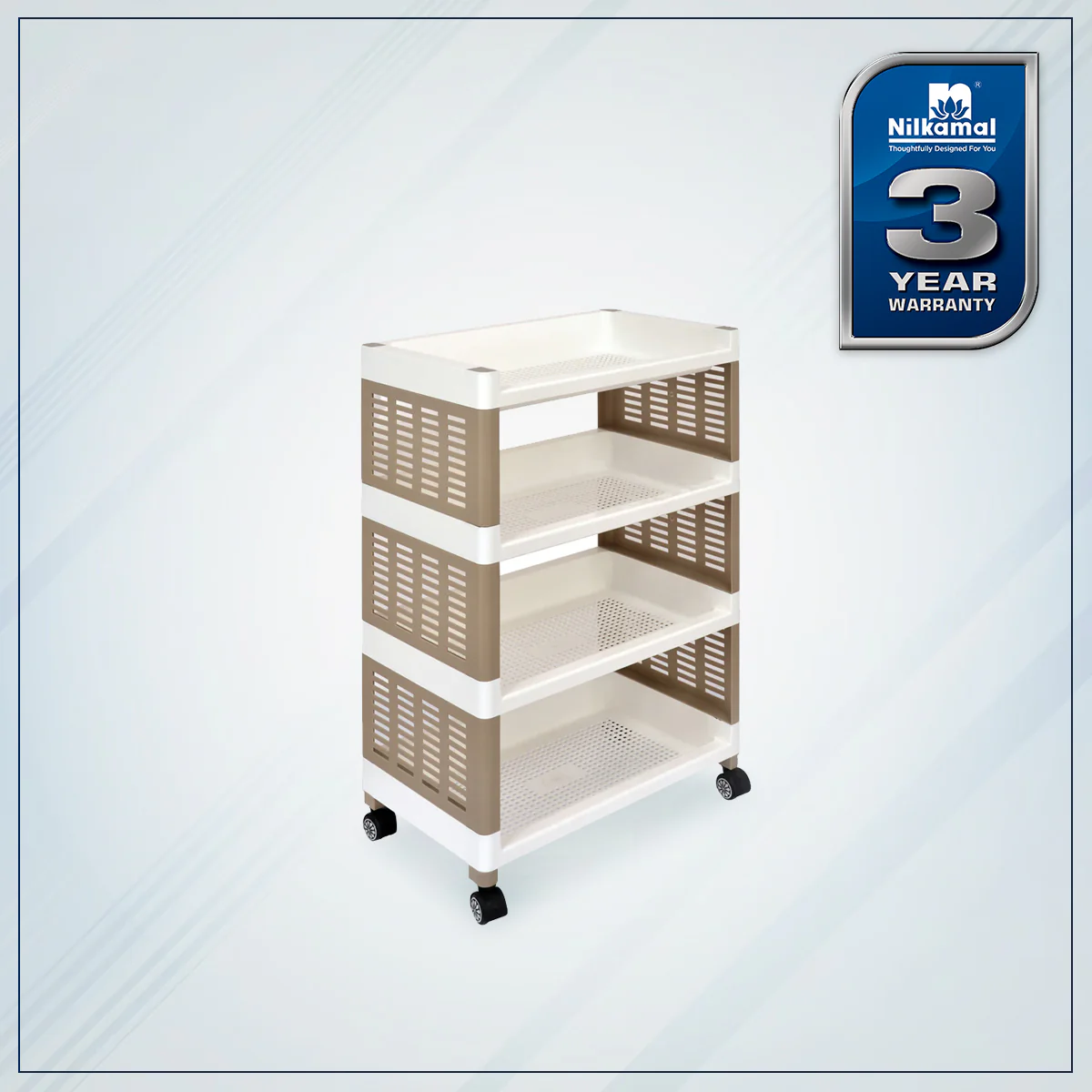 Nilkamal Trolley 25 (Milky White / Taupe Plaza) - Image 2