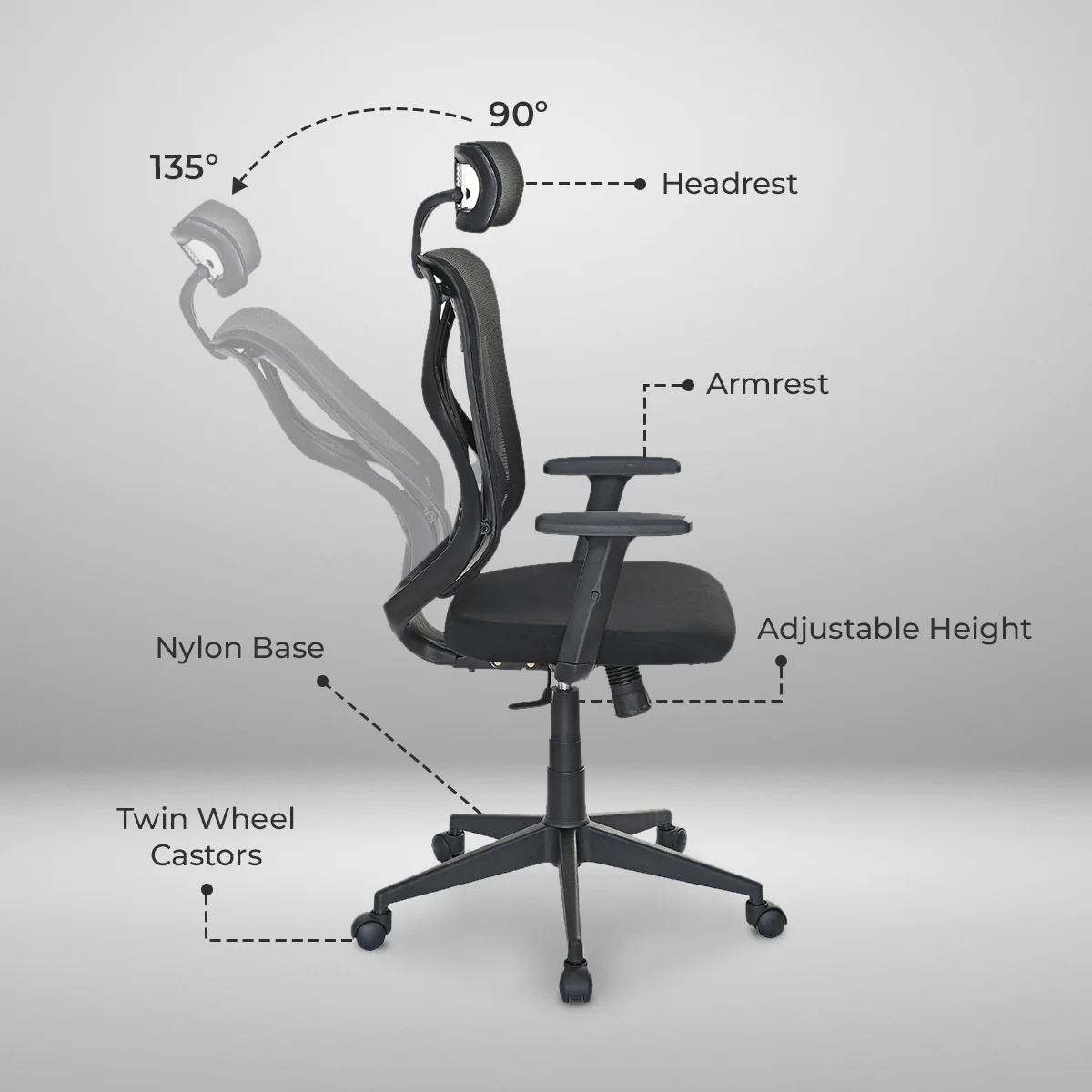 Nilkamal Verona High Back Office Chair (Black) - Image 3