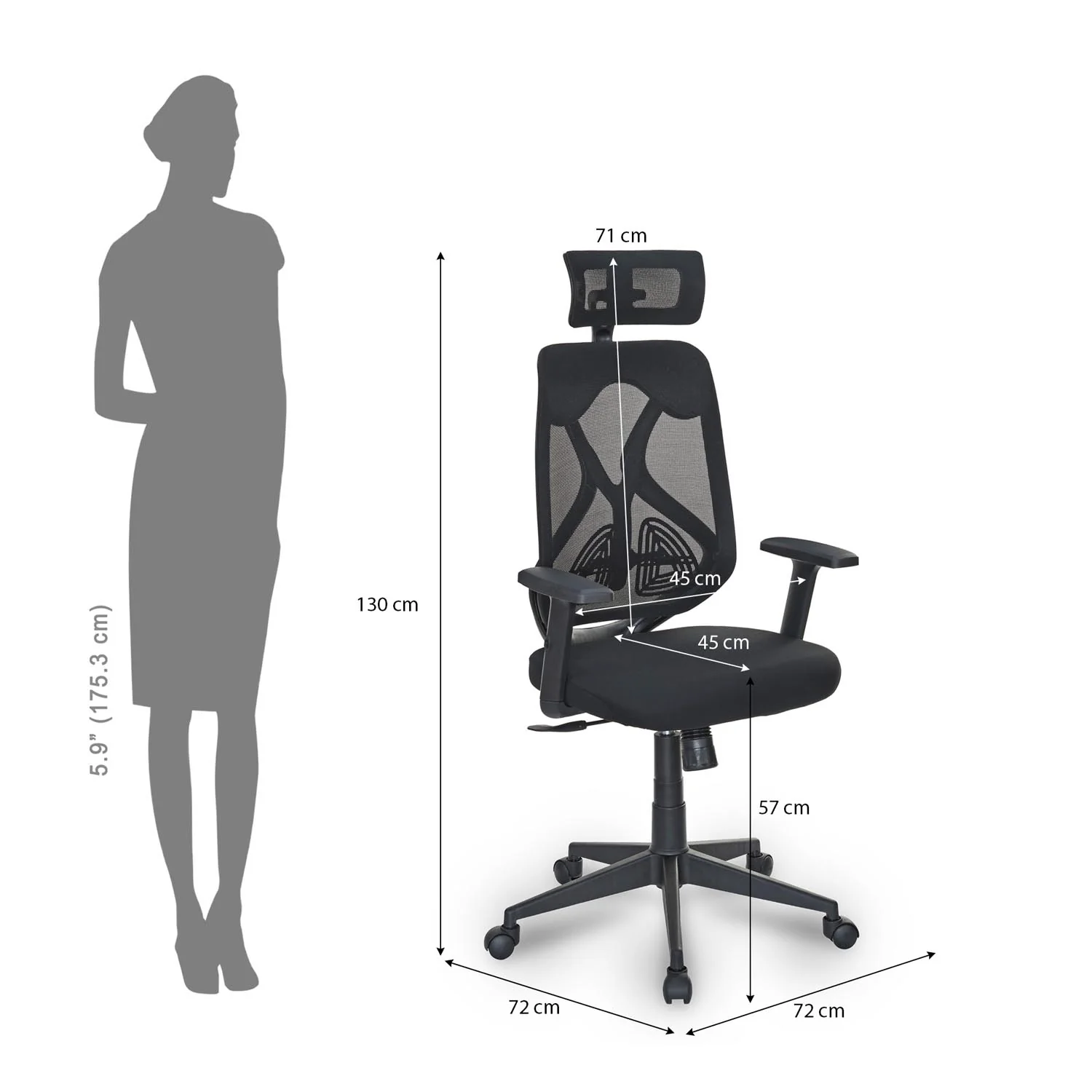 Nilkamal Verona High Back Office Chair (Black) - Image 5