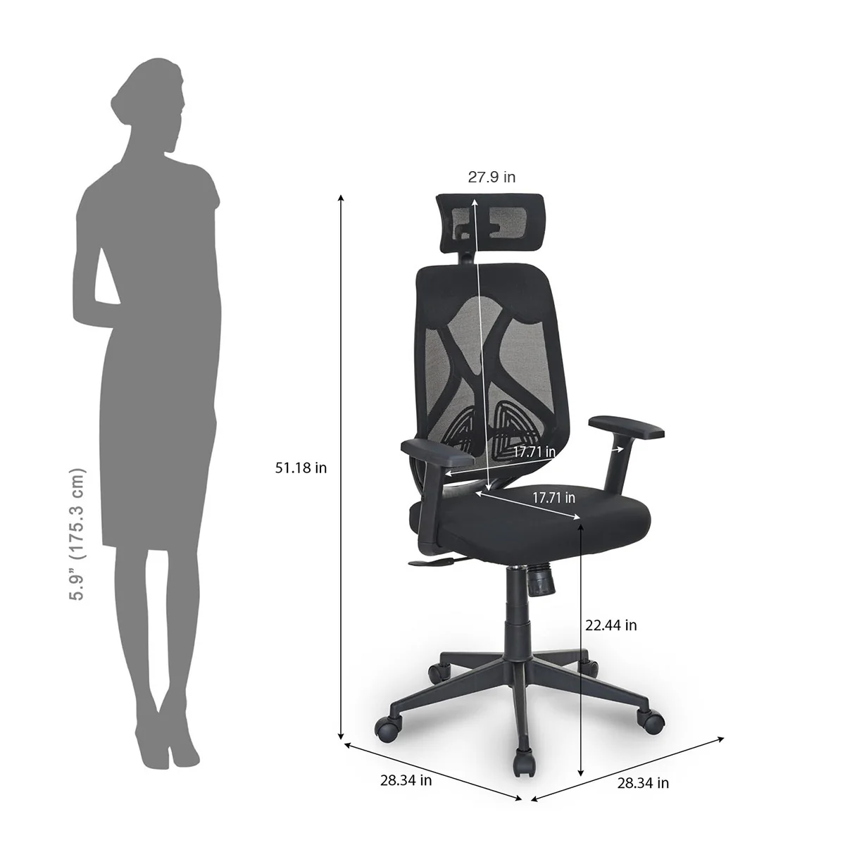 Nilkamal Verona High Back Office Chair (Black) - Image 6