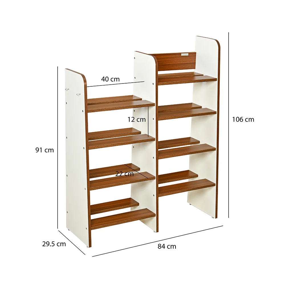 Nilkamal Vesper 8 Tier Shoe Rack (Walnut and White) - Image 8