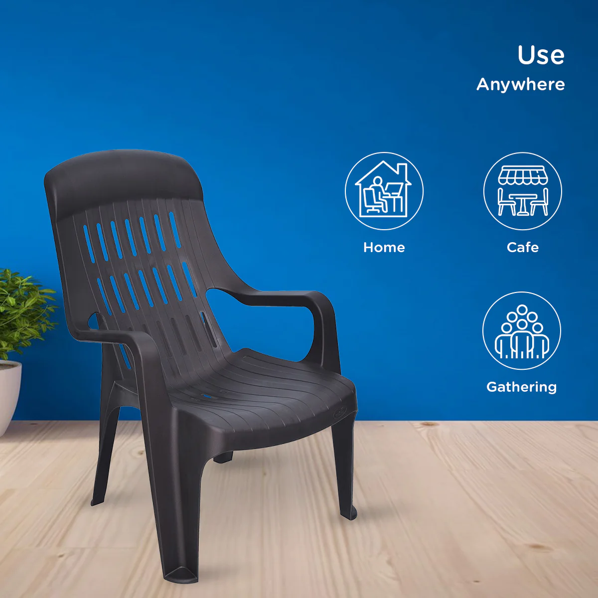 Nilkamal Weekender Plastic Arm Chair (Weathered Brown) - Image 3