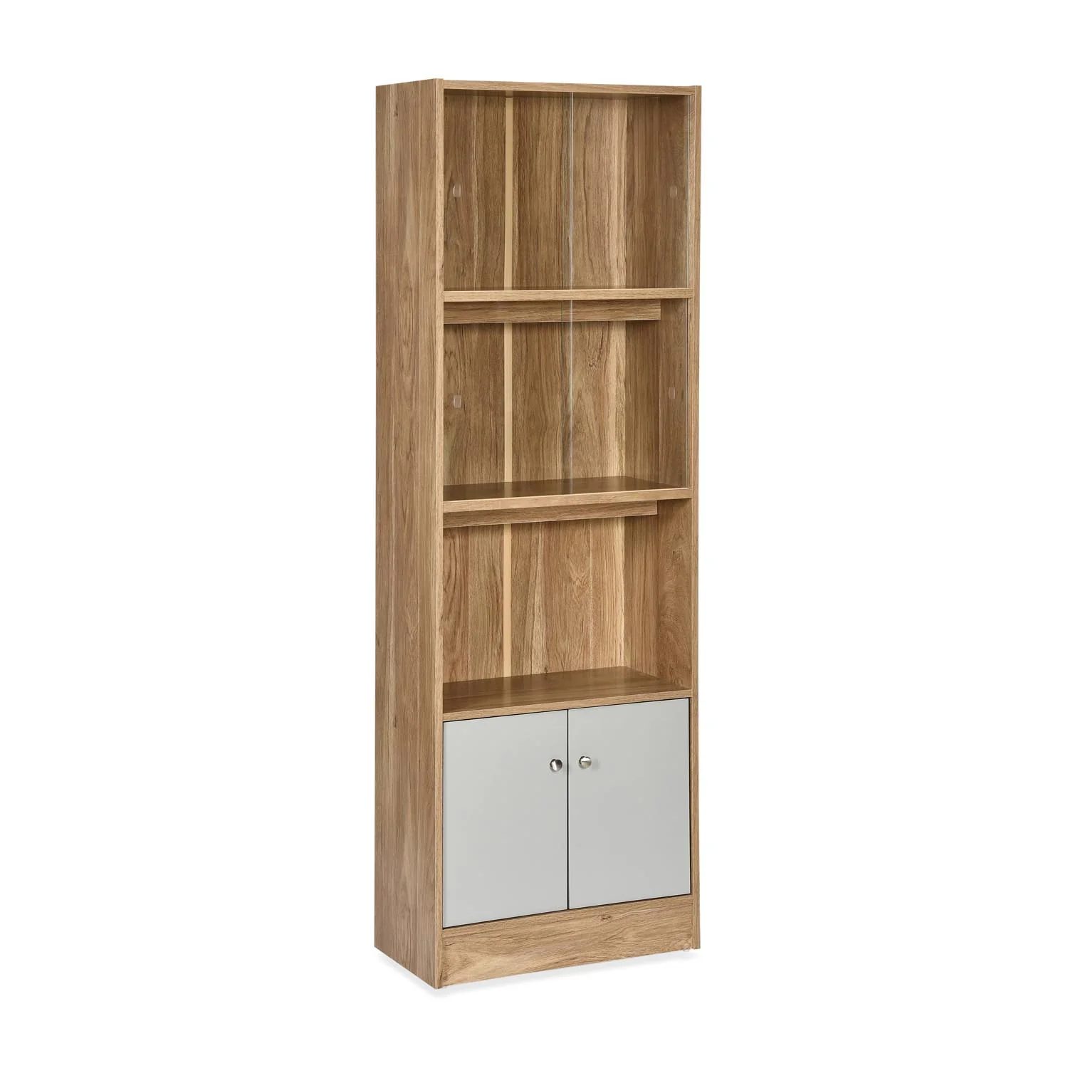 Nilkamal Gwen Book Case with Glass Sliding Doors (Oak Grey) - Image 5