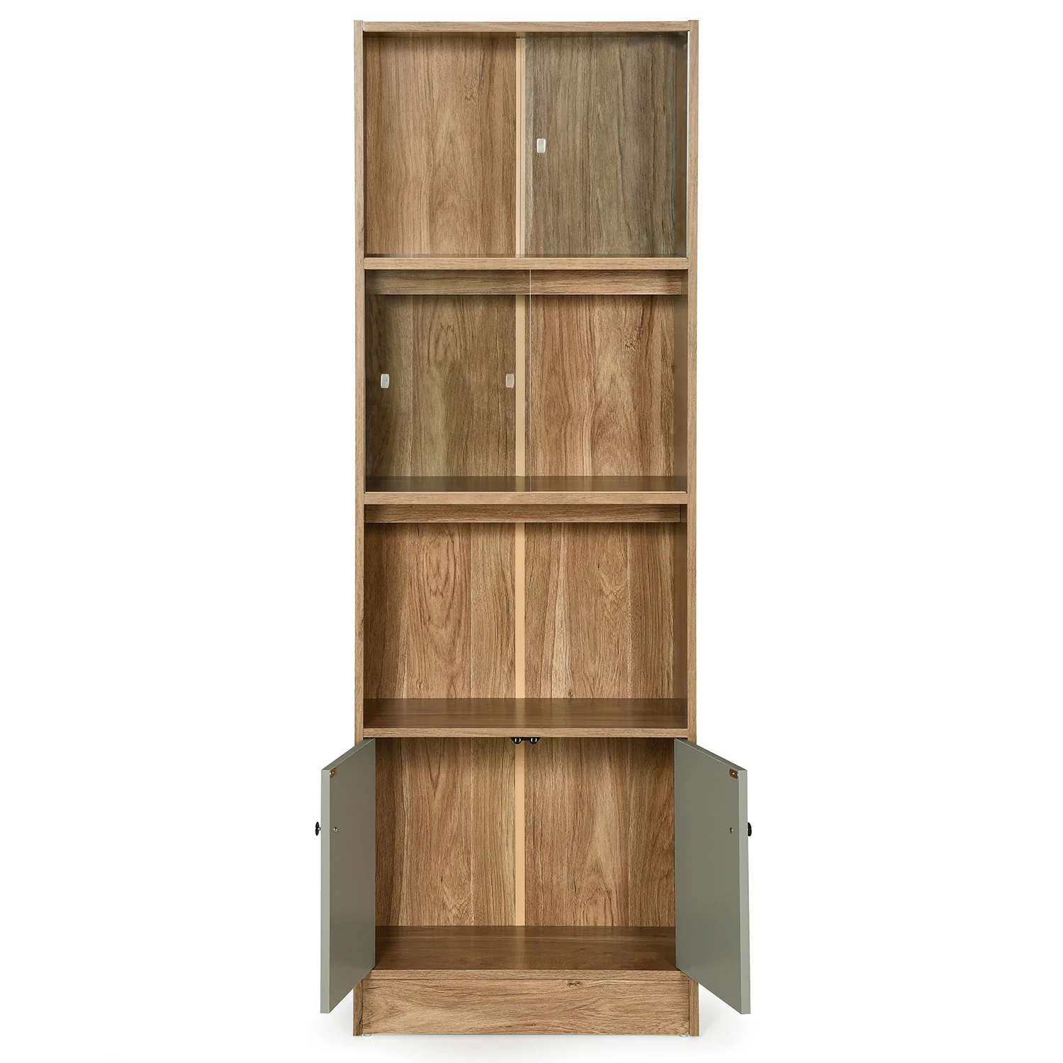 Nilkamal Gwen Book Case with Glass Sliding Doors (Oak Grey) - Image 6
