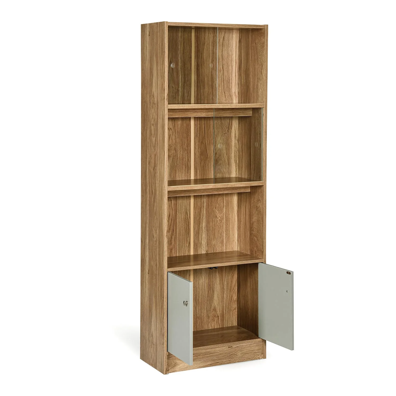 Nilkamal Gwen Book Case with Glass Sliding Doors (Oak Grey) - Image 7
