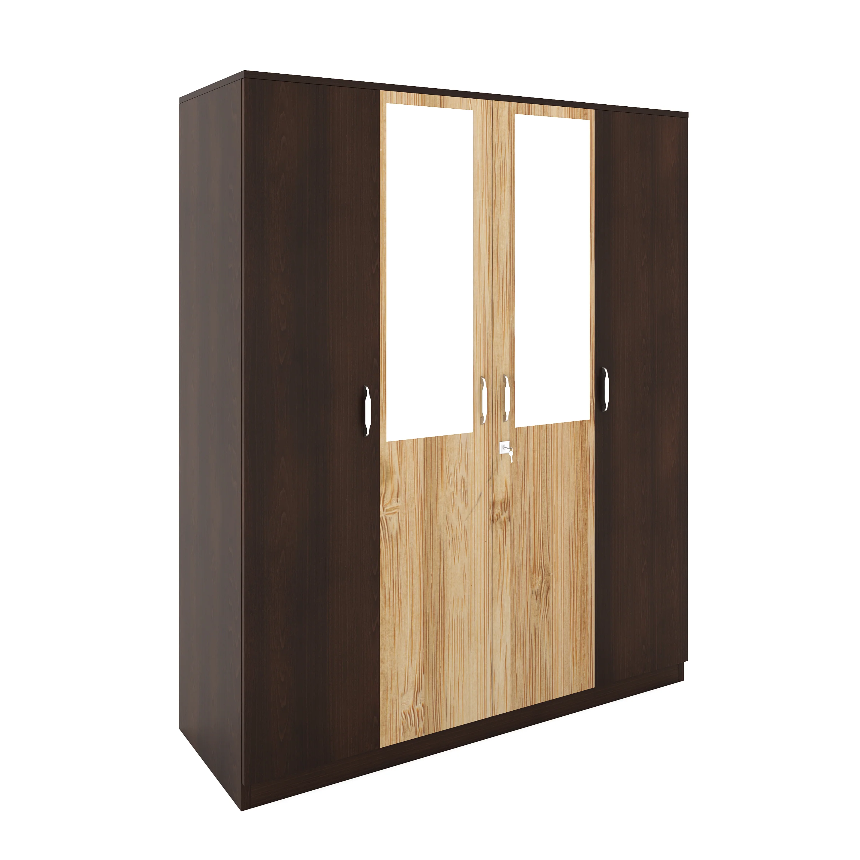 Nilkamal Willy 4 Door Mirror Wardrobe (New Wenge / Sonama Oak) - Image 3