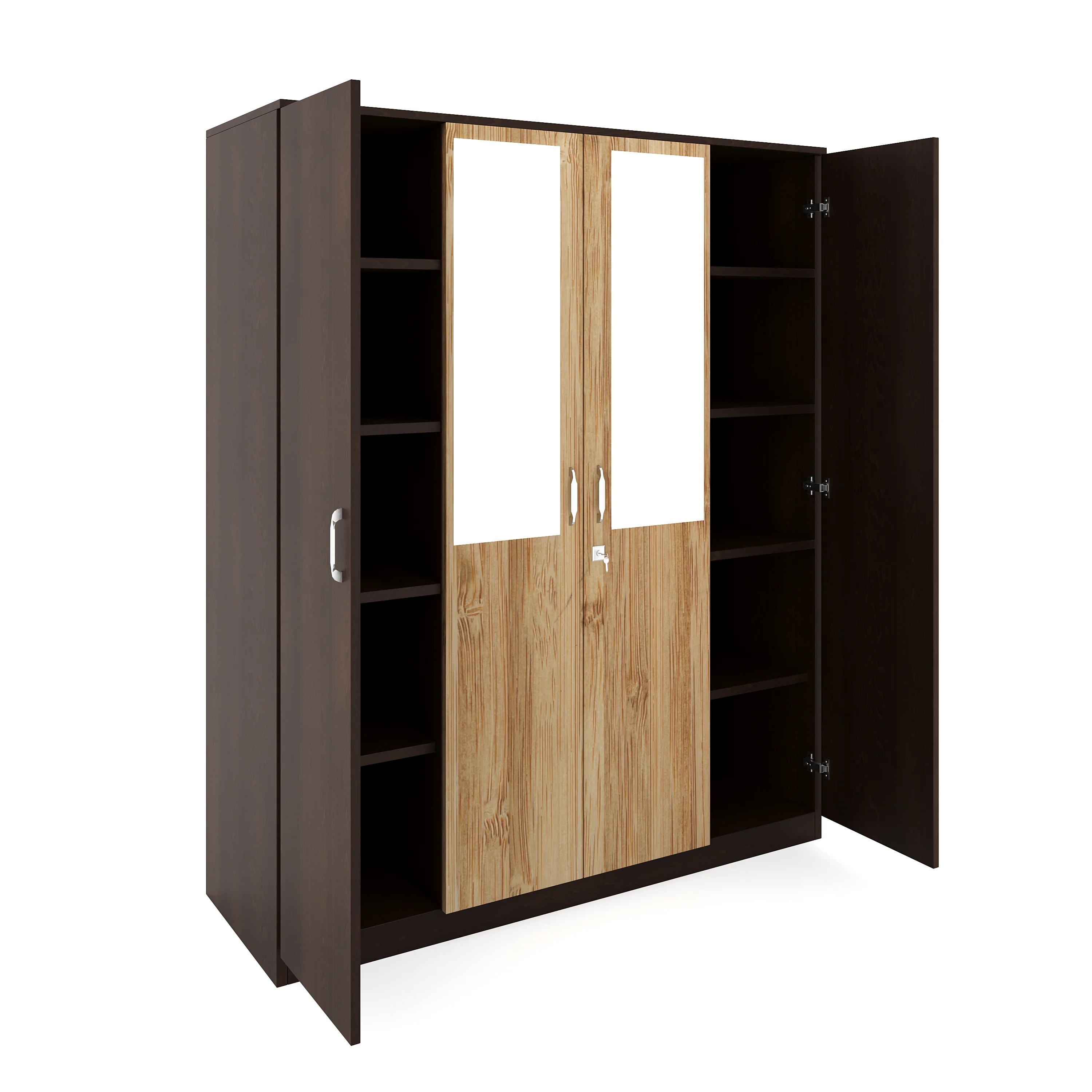 Nilkamal Willy 4 Door Mirror Wardrobe (New Wenge / Sonama Oak) - Image 5