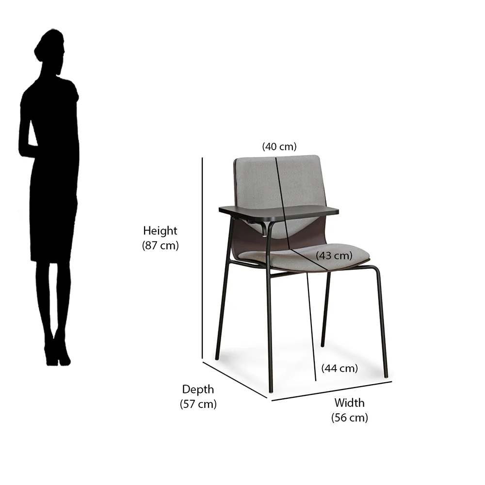 Nilkamal Zing Visitor Chair with Depth Adjustable Writing Pad (Walnut Brown & Black) - Image 10