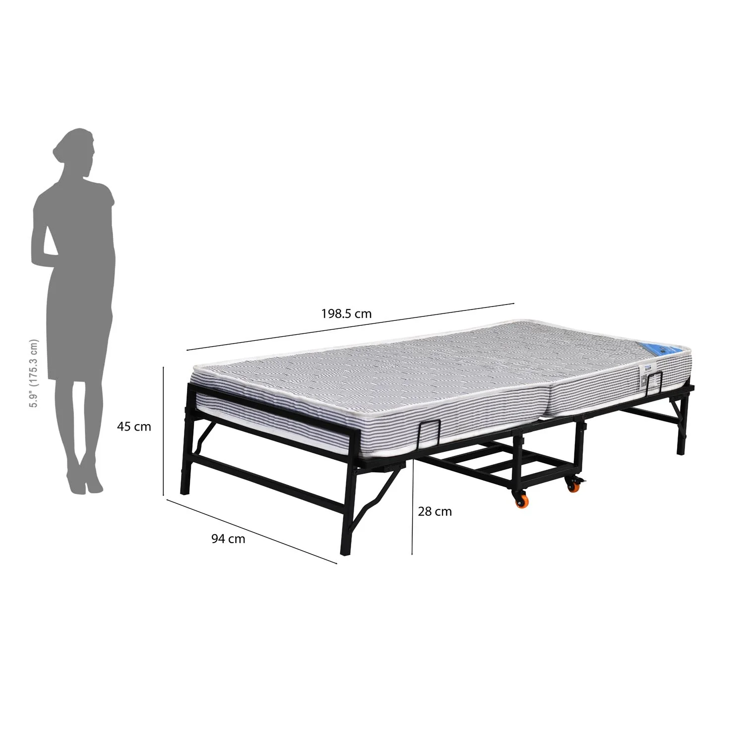 Nilkamal Zoe Folding Bed with Mattress (Black) - Image 6