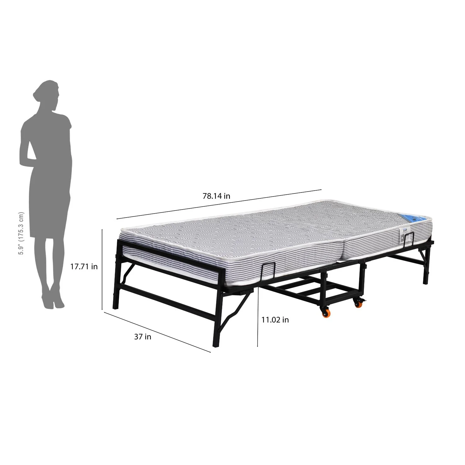 Nilkamal Zoe Folding Bed with Mattress (Black) - Image 7